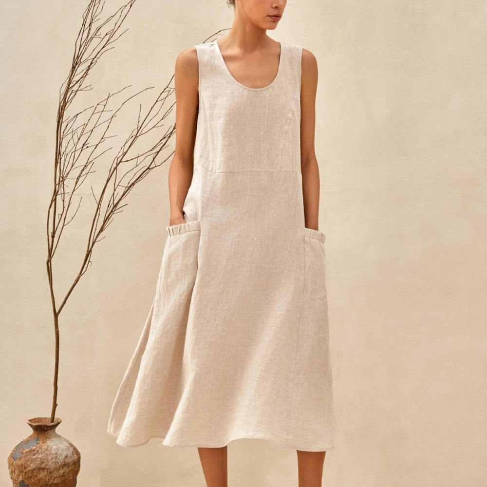 Lintico GIANA 100% Linen Swing Beach Tank‎ Dress XSmall New With Tags